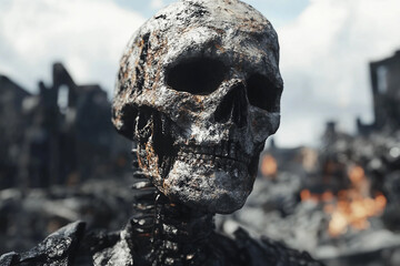 Melting planet dying animal abnormal heat flood fire desolation symbolizing global warming climate crisis generative ai