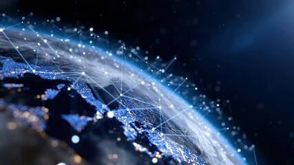 Global digital connectivity: illuminated earth with network pathways and shimmering data points - Powered by Adobe