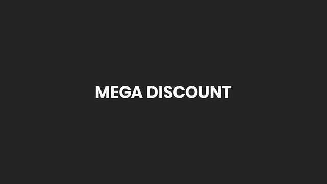 Mega Discount Minimal Text Animation 4K &ndash; Large Savings Announcement for Sales Promotion