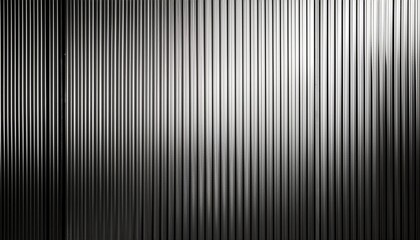 Fototapeta premium ribbed glass background in black and white gradient with a refraction effect rendered corrugated wall with reflective overlay
