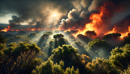 The fire was spreading through the dense undergrowth.