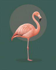 Pink Flamingo Standing in Soft Natural Lighting