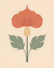 Elegant Botanical Flower With Stylized Petals