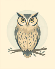 Detailed Owl Illustration With Soft Neutral Background