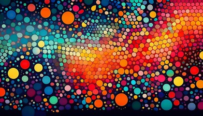 colorful abstract background with vibrant dots in various sizes on dark surface for creative design and art projects