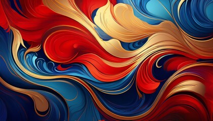 vibrant abstract art design with flowing shapes and colorful patterns in red blue and gold hues for creative projects