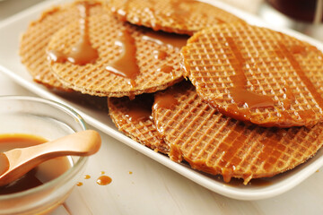 Stroopwafel, a thin, round cookie popular throughout the Netherlands