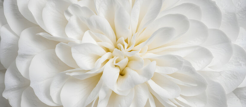 Macro of a white Cloud Dancer flower with tender petals, a delicate and serene floral texture for a wellness background or elegant banner.