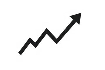 Black line charting financial market growth, increasing stock value, and upward business progress on a transparent background