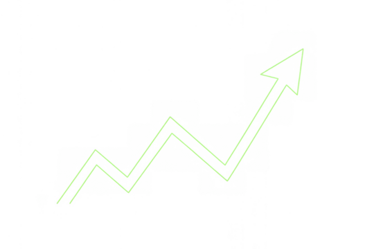Green line graph arrow rising, representing increasing success, financial growth, positive market trends, and data analysis on transparent background - Powered by Adobe