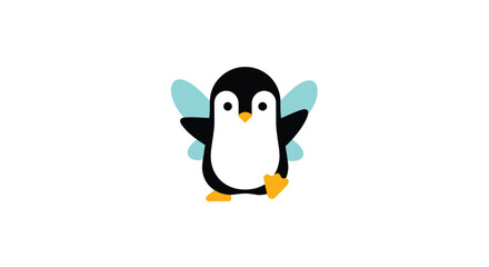 Cartoon penguin with fairy wings