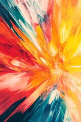 Abstract explosion of color, vibrant and dynamic art piece.