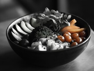 A large bowl filled with various colorful veggies ready to be eaten