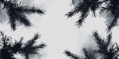 A modern piece of abstract art showcasing a monochrome print featuring tropical leaves and branches against a neutral background. Ideal for interior decor or wall art.
