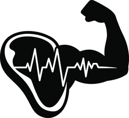 Heartbeat muscle strength protein power silhouette