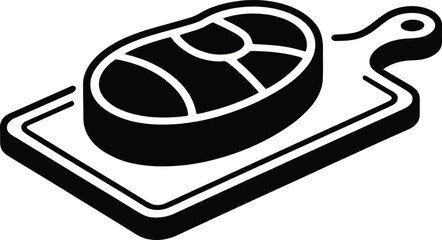 Raw steak on a cutting board icon silhouette