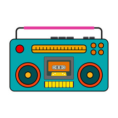 Retro Boombox Vector Illustration. Perfect for projects related to music, the 80s and 90s aesthetics, vintage technology, playlists, entertainment and youth culture.