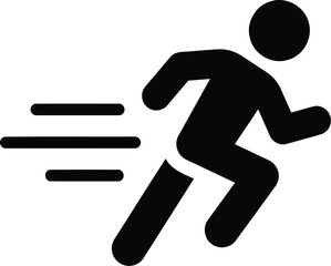 runner, running, person, athlete, sport, fitness, motion, speed, action, silhouette, icon, symbol, graphic, design, black, white, isolated, simple, clean, fast, movement, exercise, race