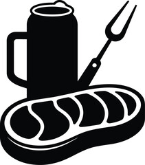 Steak fork beer and grill dinner silhouette