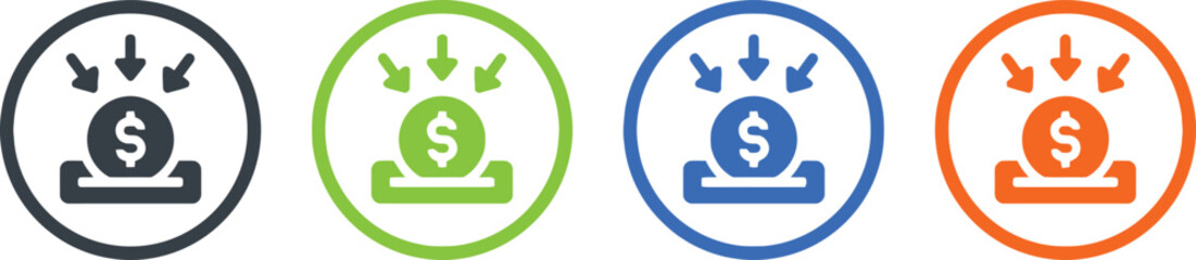 green, background, (731), savings, set, various, blue, design, miscellaneous, being, four, graphic, coin, white, illustration, deposit, category:, payment, icons, circles, income, deposited