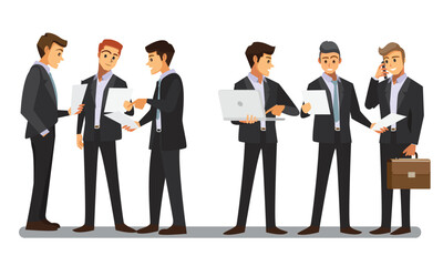 Business Men Team Illustration Set | Office Workers, Corporate Professionals, Meeting & Collaboration Vector