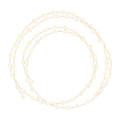Circular gold LED garland frame with twinkling bulbs, soft festive shine, and sparkling decorative dust perfect for luxury holiday cards, Christmas projects, and elegant winter banners
