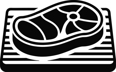 Steak on grill cooking icon silhouette