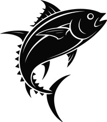 Fototapeta premium Stylized jumping black tuna fish silhouette