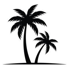 Fototapeta premium Silhouetted palm trees against a white background symbolizing tropical paradise