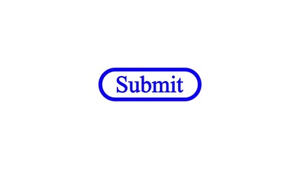 A simple clean and modern oval button with the word submit prominently displayed in blue text against a white background