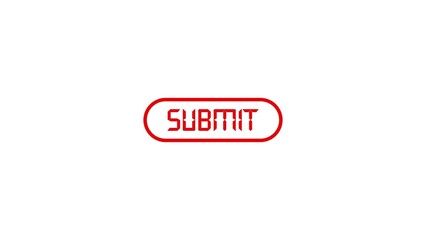 Simple red oval button with the word submit in white text on a clean white background for online forms and applications
