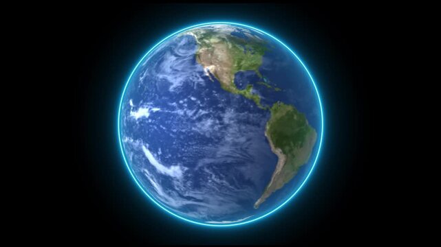 Beautiful animation of earth rotating in space with soft glowing stars and shiny light effects, ideal for science videos, global concepts, and cosmic digital backgrounds.