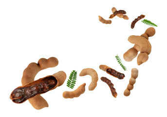 Falling Sweet Tamarind, Cutout, Full Depth Of Field.