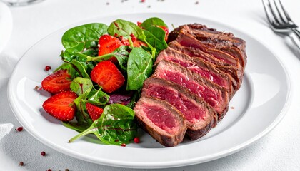 Hochdetaillierte Food-Pr&auml;sentation eines saftigen, perfekt gegrillten Steaks