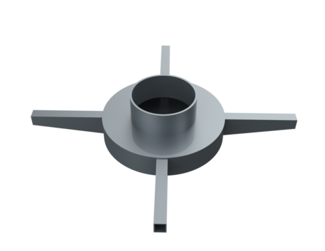 Heavy-Duty Rotary Spreader Vane Assembly: Precision Engineering Mechanical 3D Model Asset. Essential Agricultural Centrifugal Feed Impeller Part for Large-Scale Farming Technology; Isolated PNG