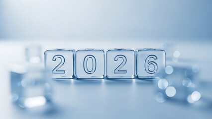 Cubes spelling out the year 2026 with ice.