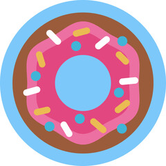 Naklejka premium Colorful donut with sprinkles, matching a whimsical unicorn theme.
