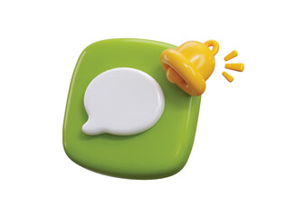 Message notification icon 3d render concept of speech bubble icon with bell notification alert notice reminder icon vector illustration