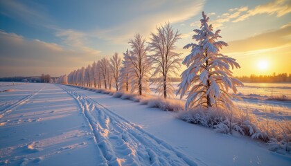 Naklejka premium Winter season skiing adventure in a snowy landscape during christmas embracing cold weather's beauty