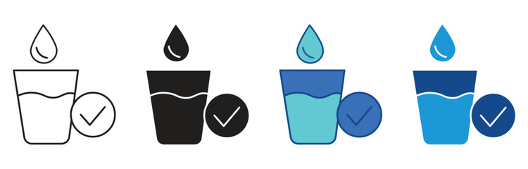 Safe Drinking Water icon set multiple style collection ,Vector illustration.