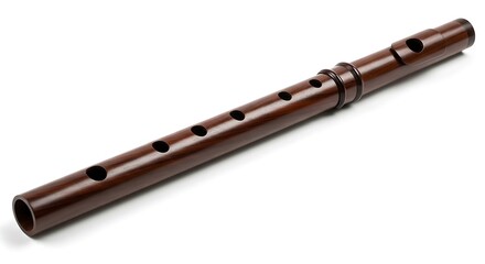 Naklejka premium Explore the world of music with this brown wooden flute learn to play a new instrument today