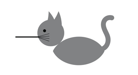 Simplified, geometric gray cat