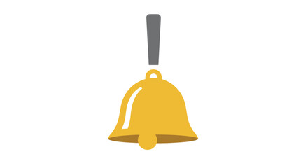 Golden bell icon with gray ringer, isolated on white