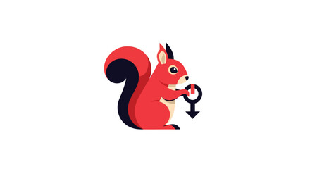 Cartoon squirrel holding a download icon