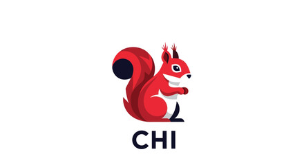 Stylized red squirrel illustration with large tail