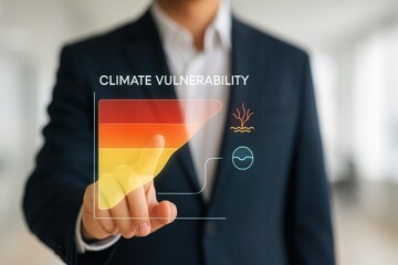 Climate Vulnerability Chart with Holographic Indicators of Heat Zones and Sea Level Impact in a Business Environment