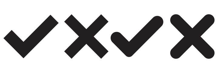 Obraz premium Check box tick mark icon set button correct right wrong buttons or yes or no checkmark red cross green tick vector illustration, PNG transparent background