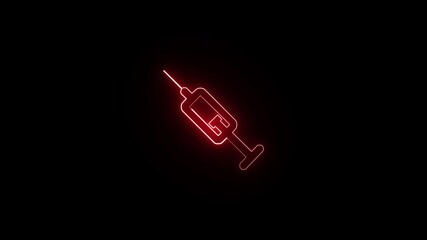 Close-up of syringe during injection. vaccine concept. Glowing neon injection, vaccine, insulin concept. Concept for health and care. - Powered by Adobe