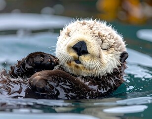 Sea otter resting in water