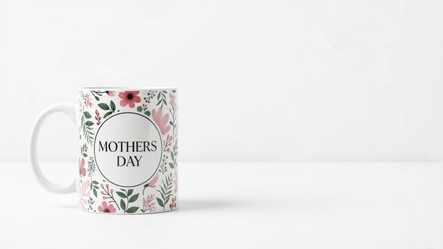 Mother's Day mug with floral print on a white background - Powered by Adobe